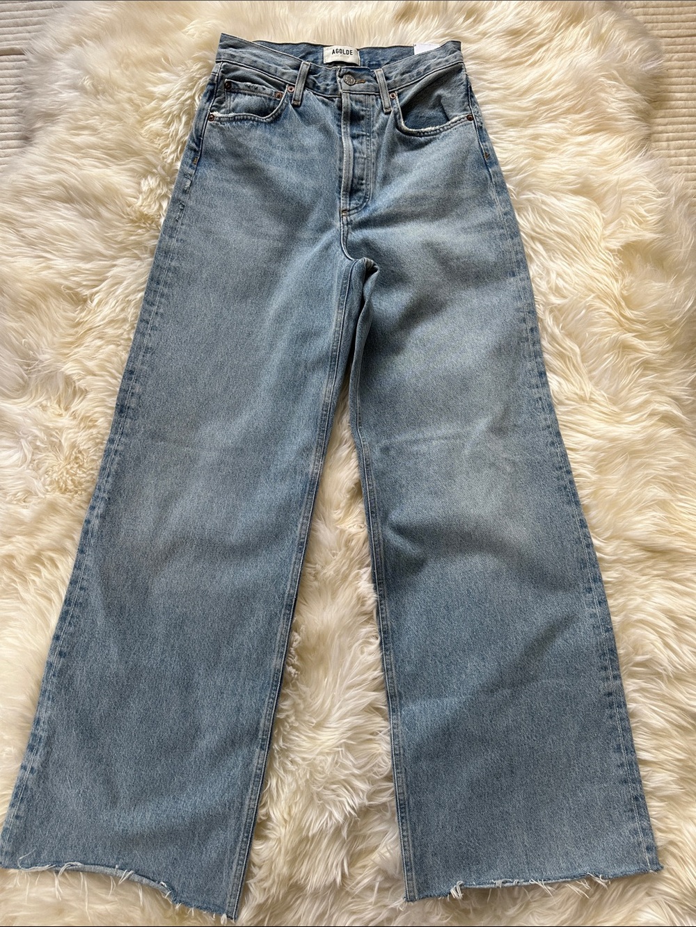 Agolde Wide Leg High-Rise Jeans in Light Blue